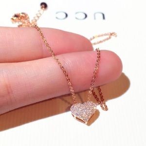14K Rose Gold Plated Love Heart Pendant Necklace for Women